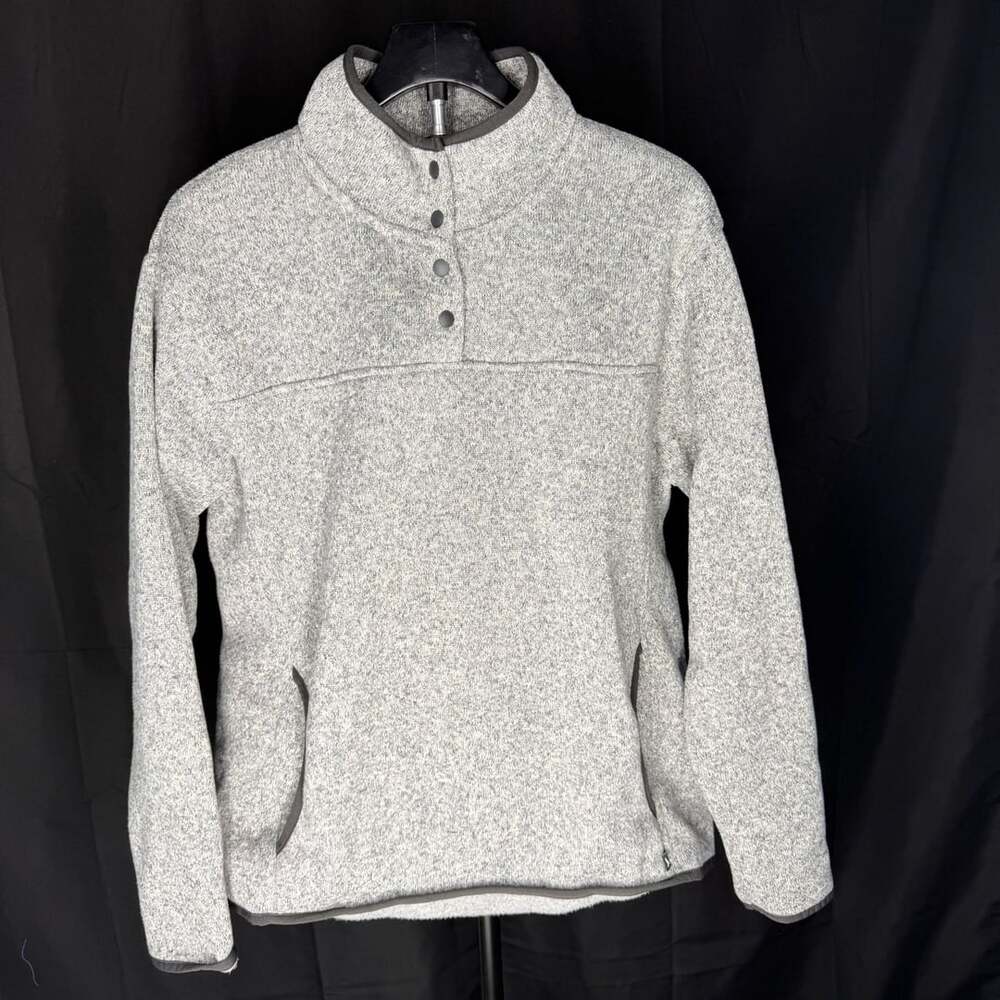 Eddie Bauer Radiator Fleece Pullover Size XL Gray Mock Neck Snap